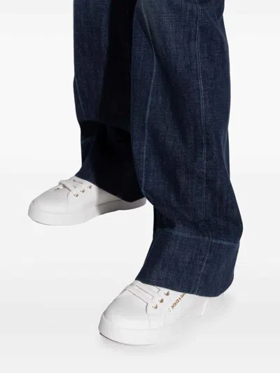 Dolce & Gabbana Dolce&gabbana White And Gold Low Sneakers