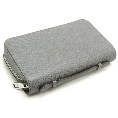 Pre-owned Louis Vuitton Glacier Gray Taiga Leather Long Wallet (bi-fold) () In Glacier, Gray