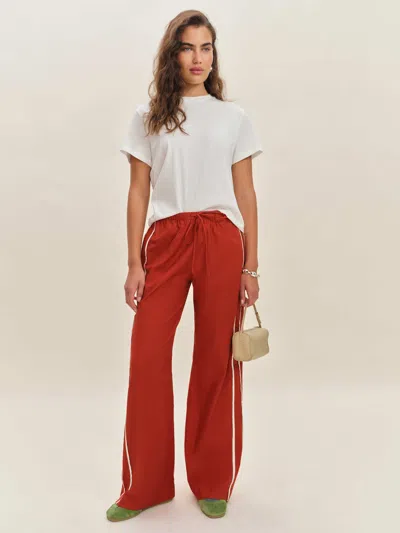 Reformation Julien Poplin Pant In Red