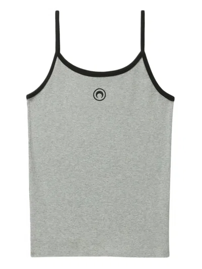 Marine Serre Ribbed Texture Tank Top With Spaghetti Straps In Grey