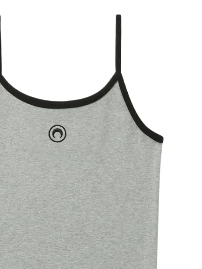Marine Serre Ribbed Texture Tank Top With Spaghetti Straps In Grey