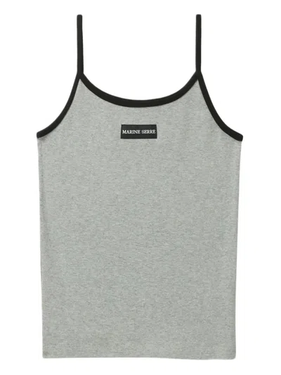 Marine Serre Ribbed Texture Tank Top With Spaghetti Straps In Grey