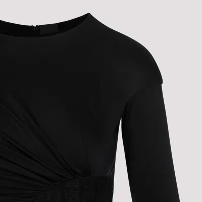 Givenchy Draped Top In Jersey And 4g Lace In Black