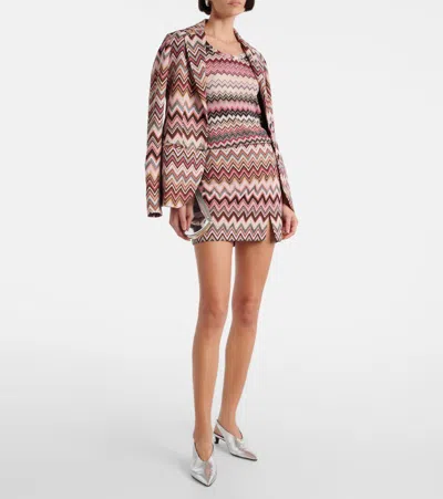 Missoni Cotton-blend Miniskirt In Black/fuchsia