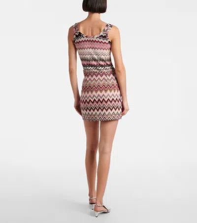 Missoni Cotton-blend Miniskirt In Black/fuchsia