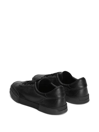 Dolce & Gabbana Gray Calfskin Portofino Yacht Sneakers In Black