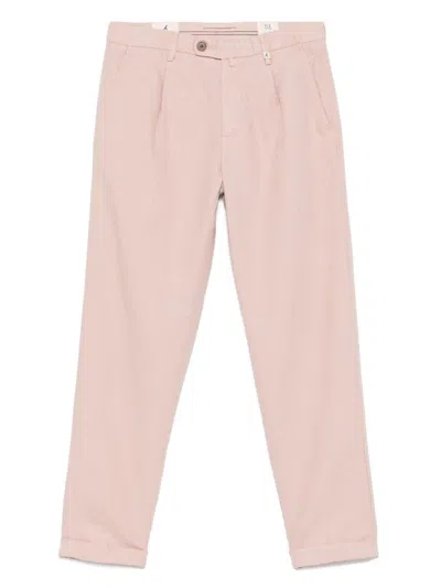 Myths Soft Cotton-linen Trousers With Tapered Fit In Pink
