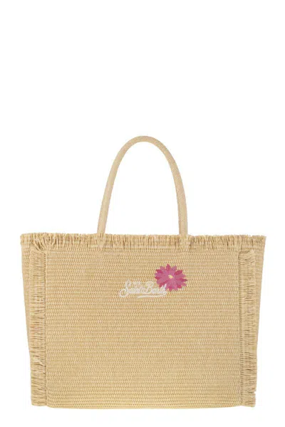 MC2 SAINT BARTH MC2 SAINT BARTH VANITY - STRAW-EFFECT SHOULDER BAG WITH APPLIED FLOWERS 