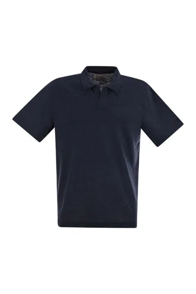 Mc2 Saint Barth Classic V-neck Polo Shirt With Short Sleeves In Navy