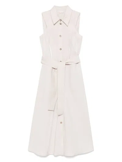 Liu •jo Liu Jo Sleeveless Midi Dress With Button-down Front In Beige