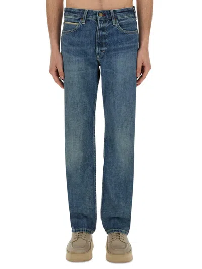 Paul Smith Denim Jeans With Belt Loops And Contrast Stitching In Blue
