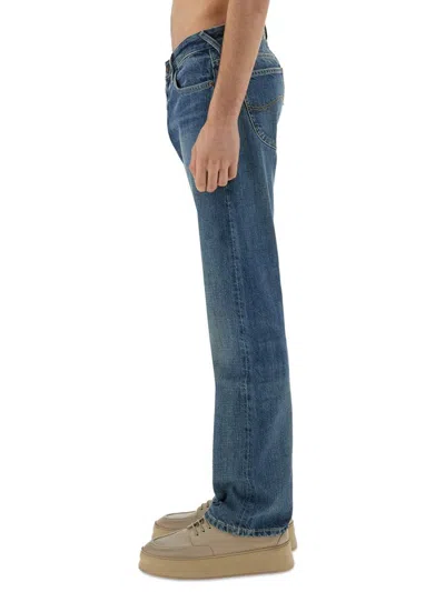 Paul Smith Denim Jeans With Belt Loops And Contrast Stitching In Blue