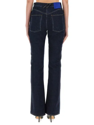 Burberry Logo Patch Flared-leg Jeans In Navy