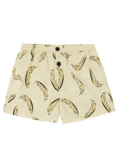 Jacquemus Le Maillot Puntini Yellow Swimsuit With Elastic Waist And All-over Print In Tech Fabric Man In Beige