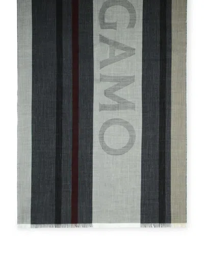 Ferragamo Salvatore  'big Logo' Grey Silk Blend Scarf Men In Grey