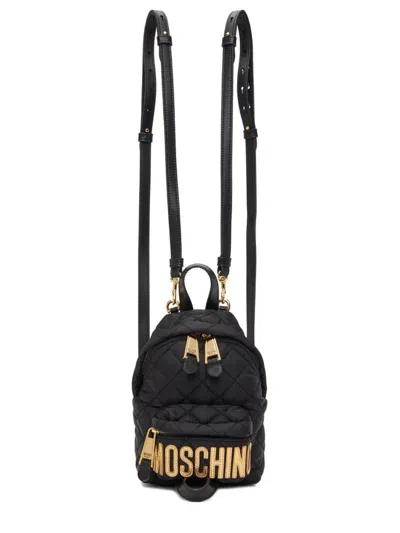 Moschino Mini Quilted Backpack In Black