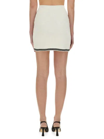 Self-portrait Self Portrait Women Ivory Bow Jacquard Knit Mini Skirt In Beige