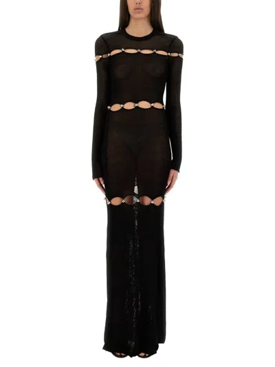 Isabel Marant Elmire Embellished Cutout Knitted Maxi Dress In Black