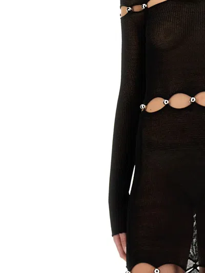 Isabel Marant Elmire Embellished Cutout Knitted Maxi Dress In Black
