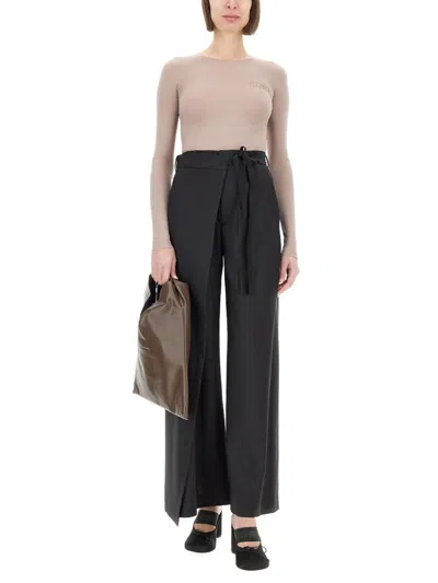 Mm6 Maison Margiela Mm6 By Maison Margiela Form-fitting Bodysuit With Long Sleeves In Beige