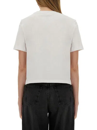 Jw Anderson Mens White Anchor-embroidery Crop Cotton-jersey T-shirt In White