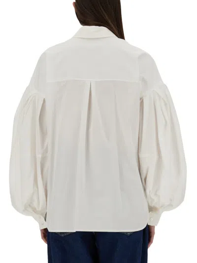 Nina Ricci Collared Shirt Puff Sleeves In White