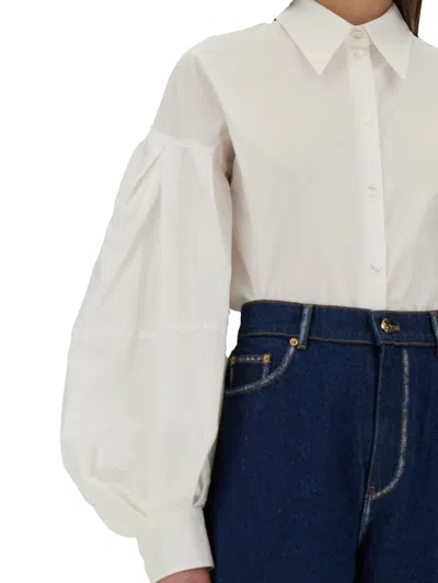Nina Ricci Collared Shirt Puff Sleeves In White