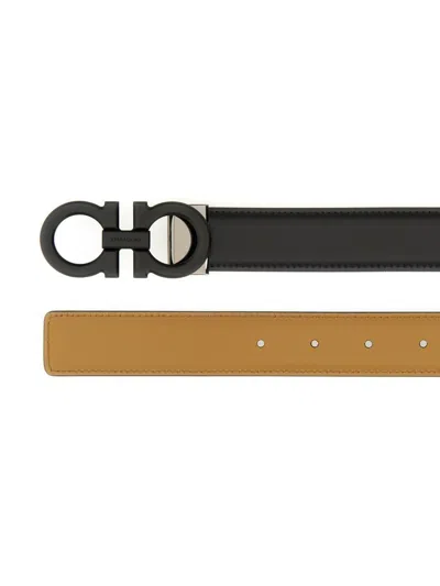 Ferragamo Reversible Gancini Belt In Black