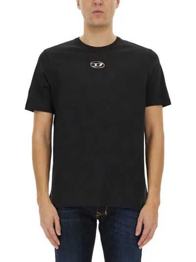 Diesel S-cooling Biologic Cotton Sweatshirt With Metal Oval-d Logo In Black