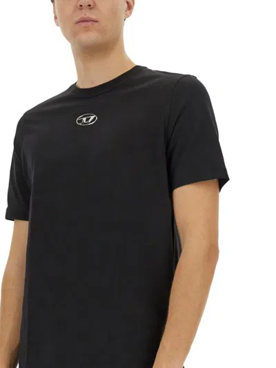 Diesel S-cooling Biologic Cotton Sweatshirt With Metal Oval-d Logo In Black