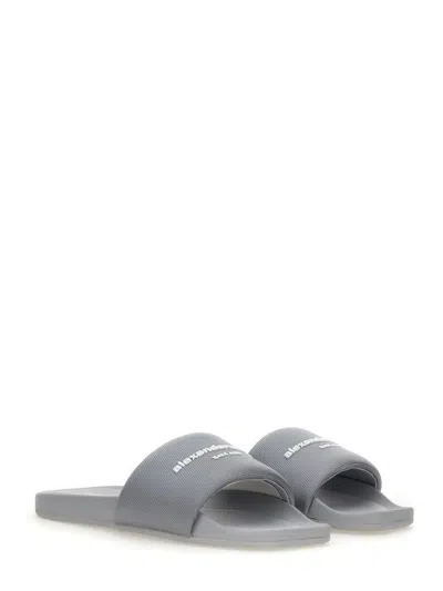 Alexander Wang Gray Aw Pool Slides In Grey