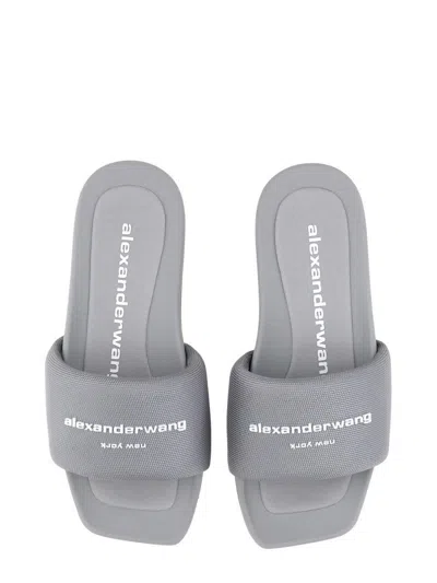 Alexander Wang Gray Aw Pool Slides In Grey