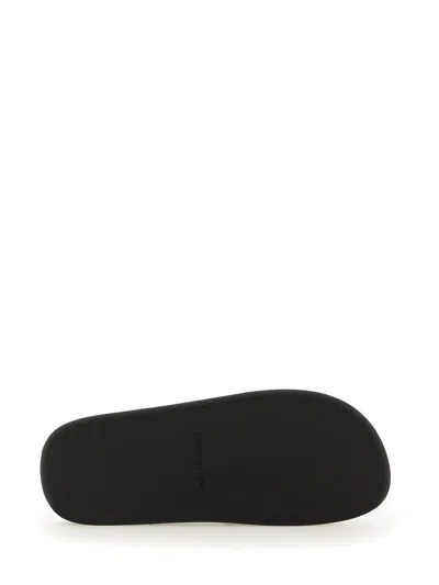 Givenchy Black Flat Slides With Logo In Polyurethane Man In Black