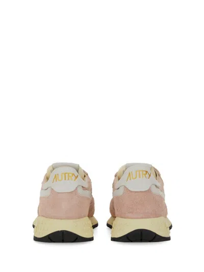 Autry Low Sneaker With Suede Panels And Rubber Sole In Pink