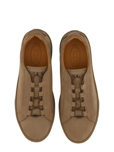Tod's Elastic Nubuck Creta Sneakers In Beige