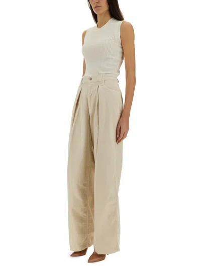Haikure Candy Cotton Mid-rise Wide-leg Pants In Beige
