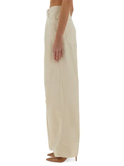 Haikure Candy Cotton Mid-rise Wide-leg Pants In Beige