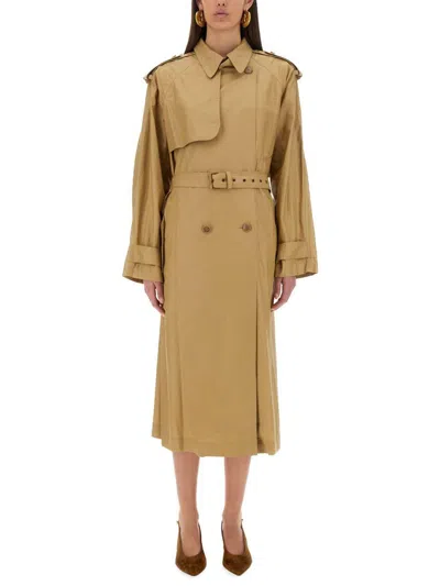 Isabel Marant Belted Double-breasted Trench Epaulettes Storm Flap In Beige