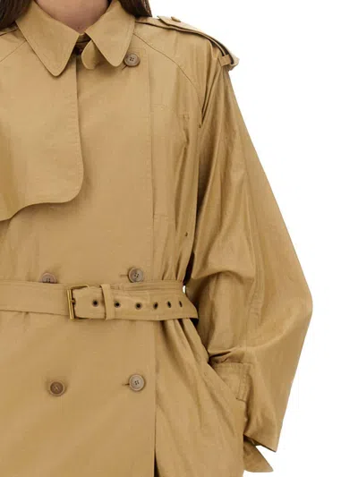 Isabel Marant Belted Double-breasted Trench Epaulettes Storm Flap In Beige