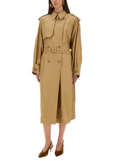 Isabel Marant Belted Double-breasted Trench Epaulettes Storm Flap In Beige