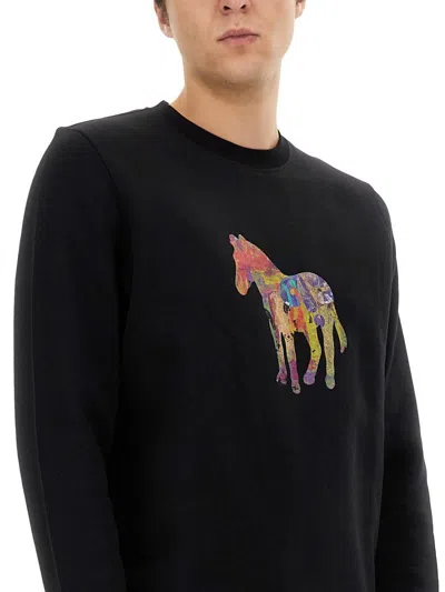 Ps By Paul Smith Ps Paul Smith Zebra Printed Crewneck Sweatshirt In Black