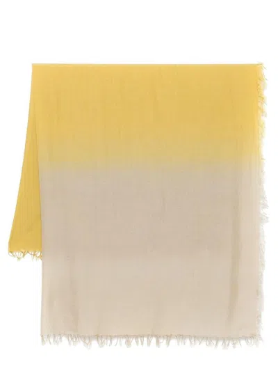Fabiana Filippi Degrade Scarf With Delicate Fringed Edges In Yellow