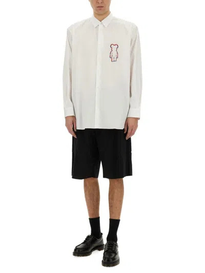 Comme Des Garçons Embroidered Detail Button-down Collar Shirt In White