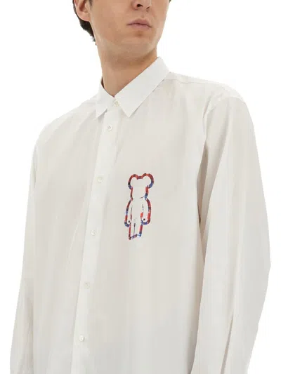 Comme Des Garçons Embroidered Detail Button-down Collar Shirt In White