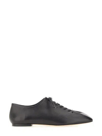 Aeyde Pointed Toe Nappa Leather Flats In Black
