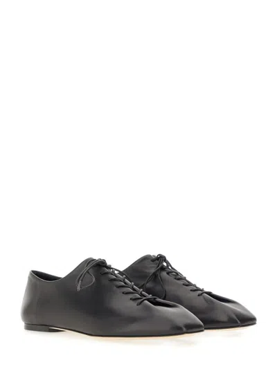 Aeyde Pointed Toe Nappa Leather Flats In Black