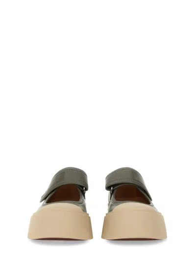 Marni Gray Calfskin Low-top Sneakers With Hook-and-loop Closure In Grey