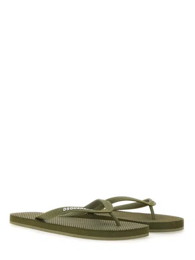 Dsquared2 Dsquared Men Rubber Thong Sandal In Green