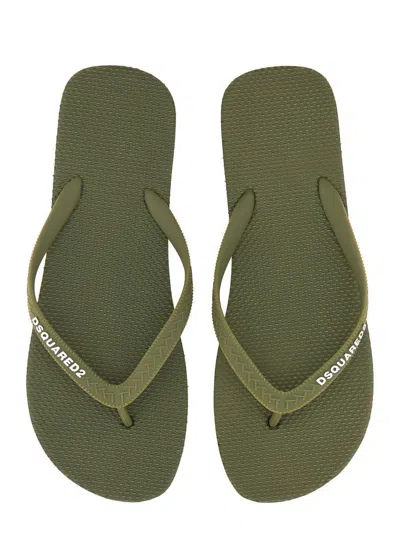 Dsquared2 Dsquared Men Rubber Thong Sandal In Green