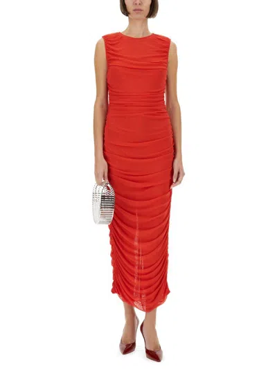 Rotate Birger Christensen Draped Long Dress Size 34 In Red